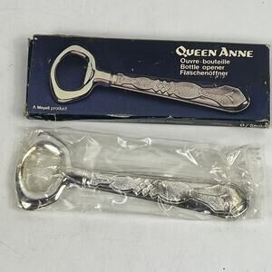 Queen Anne Vintage Silver Plated Bottle Opener Ornate Handle Barware New In Box